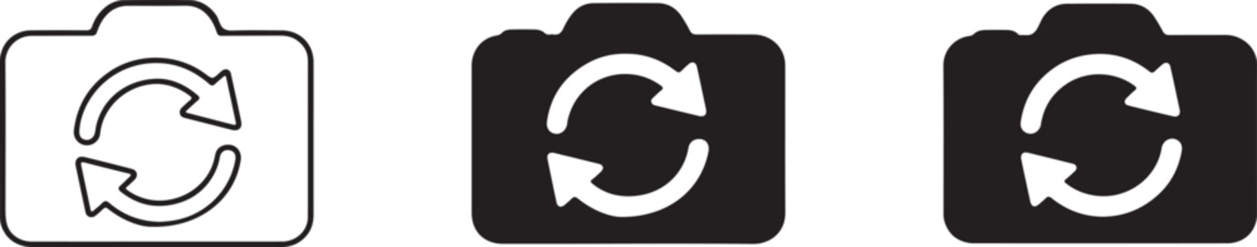 Switch camera icon front to back minimalist vector illustration.