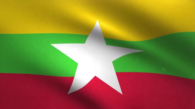 Myanmar Flag Waving Seamless Loop