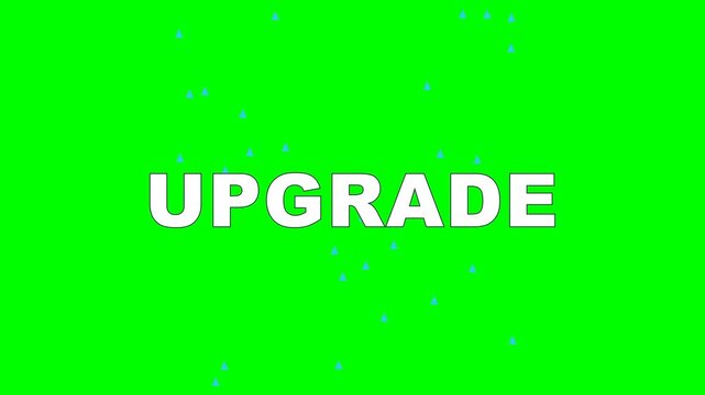 4K green screen UPGRADE animated title - an old blocky structure dissolves as a sleek word rises, kinetic typography motion graphics intro overlay, chroma key
