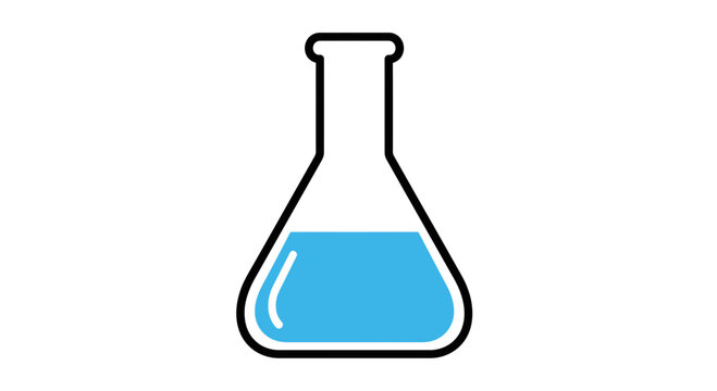 Laboratory Erlenmeyer Flask with Blue Liquid
