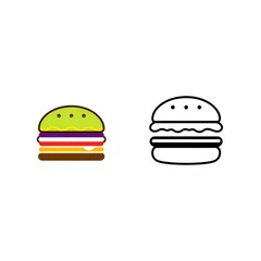 Fototapeta premium Two simple hamburger icons one colored and one outline