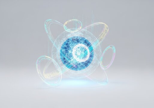 3D mouse icon glowing blue futuristic technology digital design transparent background