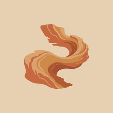 A stylized illustration of a flowing piece of brown fabric