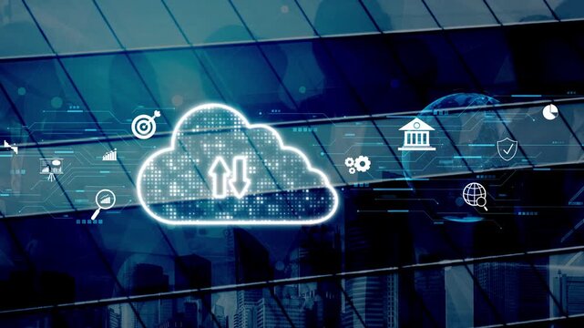 Cloud computing, cloud strategy, and cloud technology transforming digital infrastructure with scalable services, secure data storage, and cloud-based digital business solutions. Muxer