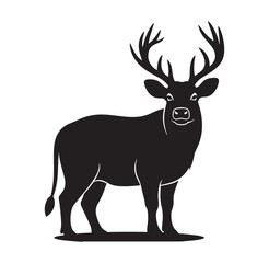 Fototapeta premium Silhouette illustration of a majestic buck deer with large antlers deer hunting animal silhouette animal wildlife kingdom head big game shape wildlife outdoors