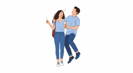Fototapeta premium A man playfully teases a woman while she holds a phone
