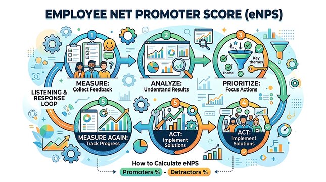 Employee net promoter score enps feedback loop process infographic
