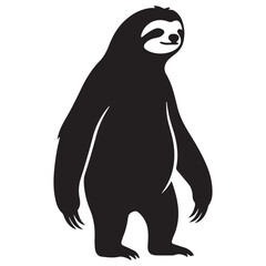 Fototapeta premium Funny Sloth Silhouette Line Art Bold Outline Hanging Jungle Animal Vector Illustration