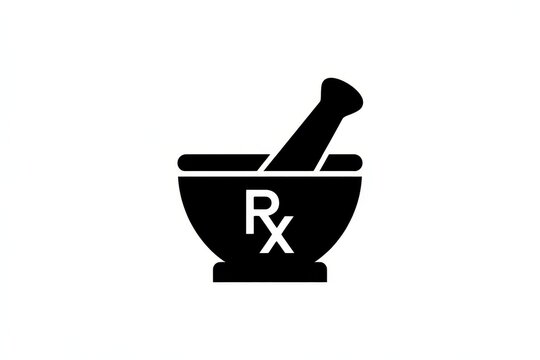 Pharmacy mortar and pestle icon isolated on white background