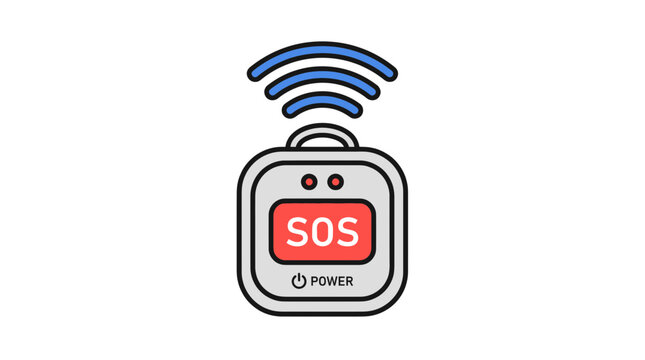 Emergency sos alarm button with wireless signal waves