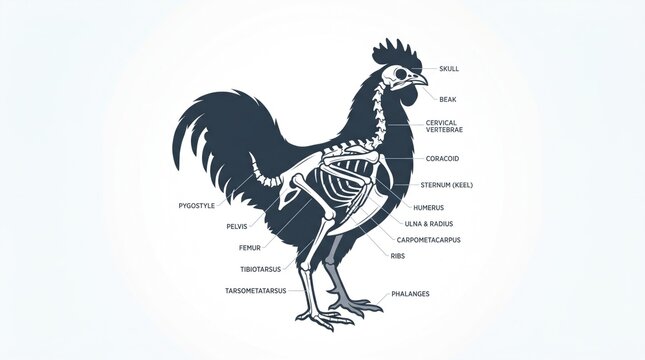 Anatomy of a Rooster Skeletal System Diagram