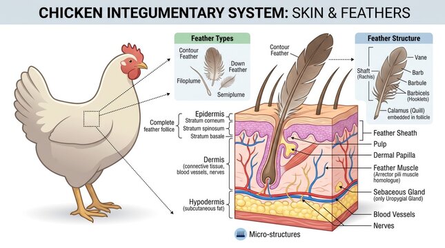 Chicken Skin and Feather Integumentary System Anatomy Diagram
