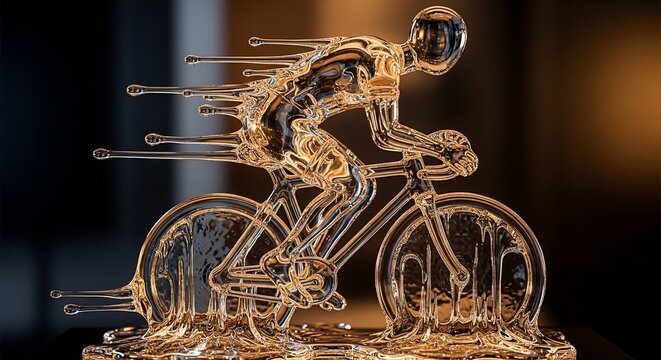 Cyclist sculpture glass art
