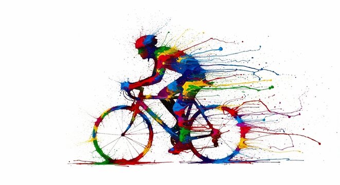 Cyclist watercolor illustration