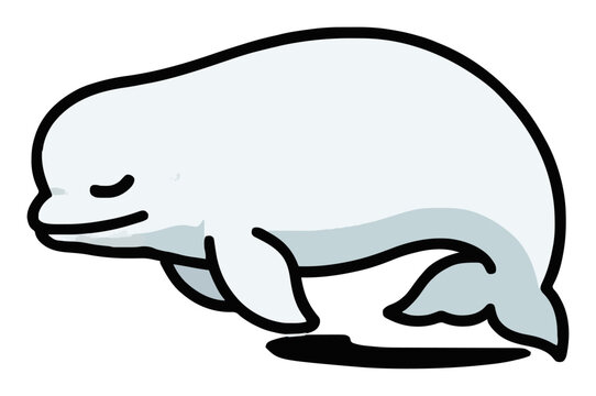 Beluga whale sleeping side view vector. Generative AI