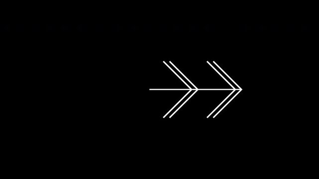White Outline Double Arrow Icons Moving Right Black Background