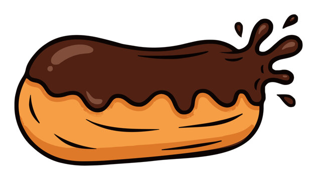 Chocolate eclair dynamic angle isolated on white bac.... Generative AI