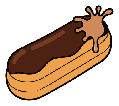 Chocolate eclair pastry dessert isolated on white ba.... Generative AI
