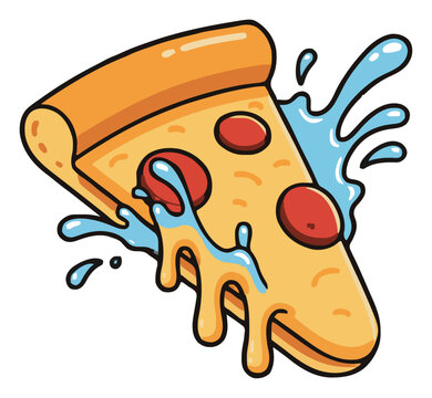 Pizza slice with pepperoni isolated on white background. Generative AI
