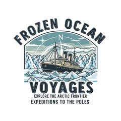 Frozen Ocean Voyages arctic expedition ship logo. © mekar