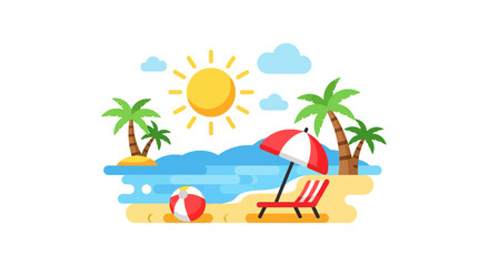Obraz premium Beach Chair Under Red Umbrella.