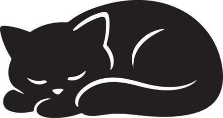 Sleeping cat, black silhouette, feline icon, vector illustration © MohammadIqbal