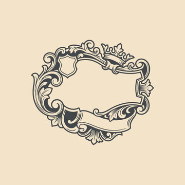 An elegant vintage frame with ornate floral scrollwork and crown