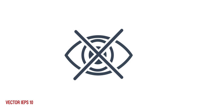 Vector eye with crossed lines symbol.