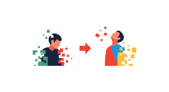 Businessman Transforming into Another Person.