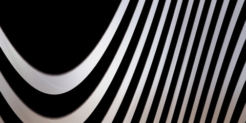 Naklejka premium Curved white lines and vertical stripes in monochrome