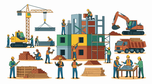 A construction site with workers and equipment (9)