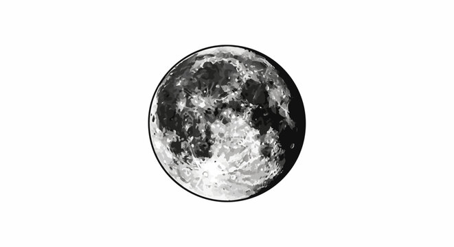 A grayscale illustration of the moon