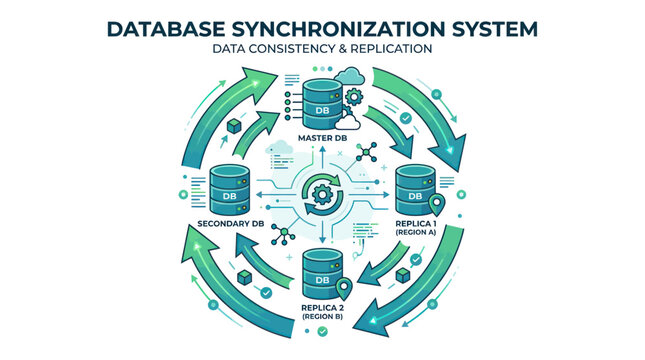 Database Synchronization System: Data Consistency & Replication Diagram