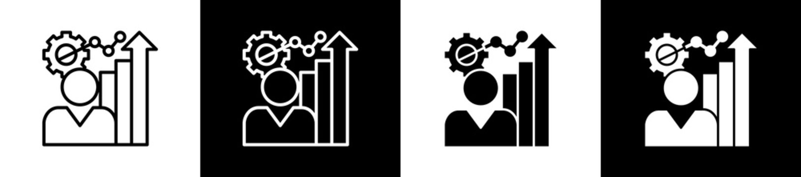 Intensive Icon In Outline And Glyph Styles With Black And White Variations