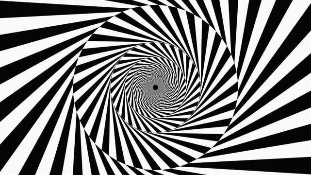 An abstract black and white geometric spiral tunnel creating a hypnotic optical illusion. Perfect for psychedelic backdrops, VJ screens, and mind bending visual concepts