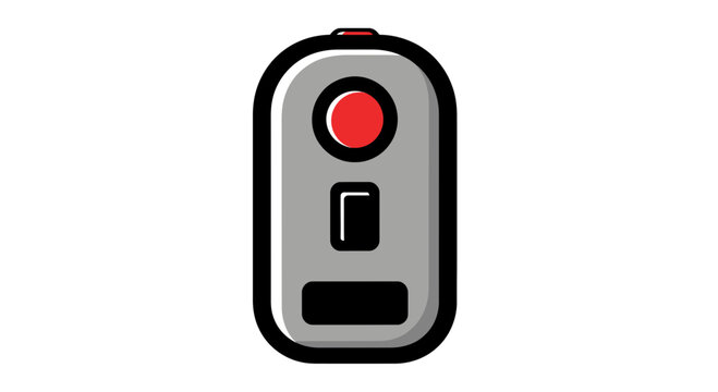 Grey wireless remote control device with red button