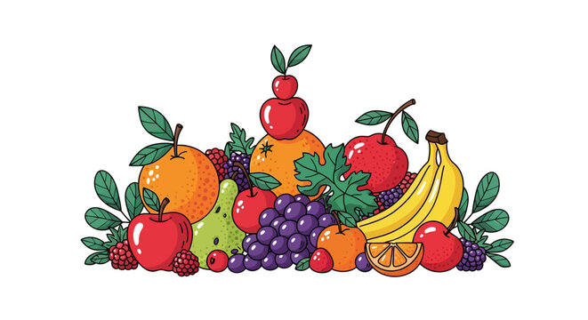Colorful illustration of fresh fruit mix.