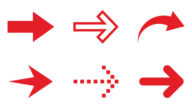 Collection of various red arrow icons