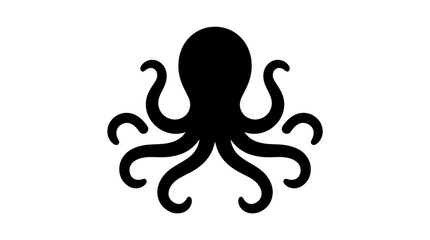 Black octopus silhouette on white background vector illustration © nugra