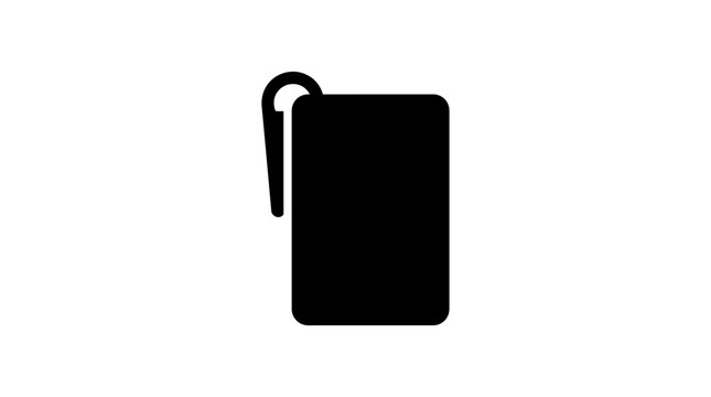 Minimalist black pen and notepad icon on white background