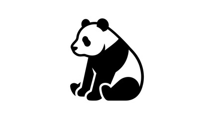 Black and white panda bear illustration simple style design vector image © nugra