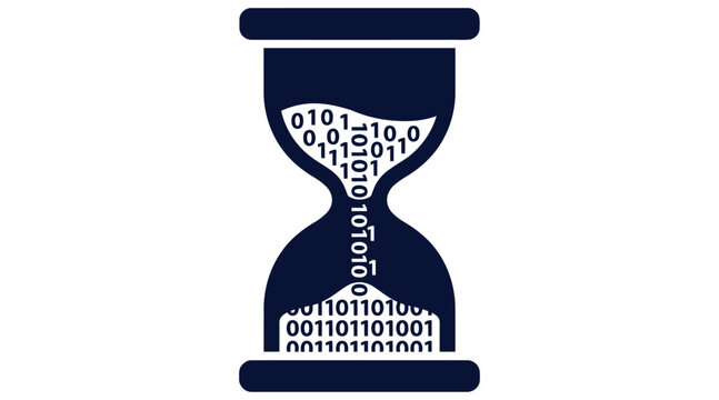 Binary Code Hourglass Digital Time Concept Icon