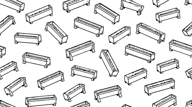 Repeating pattern of black and white printer cartridges.