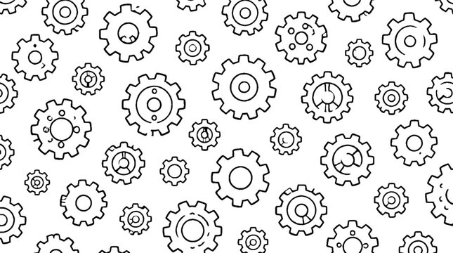 Detailed mechanical gears pattern in black and white.
