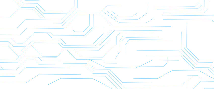 Abstract blue circuit board lines pattern on white background