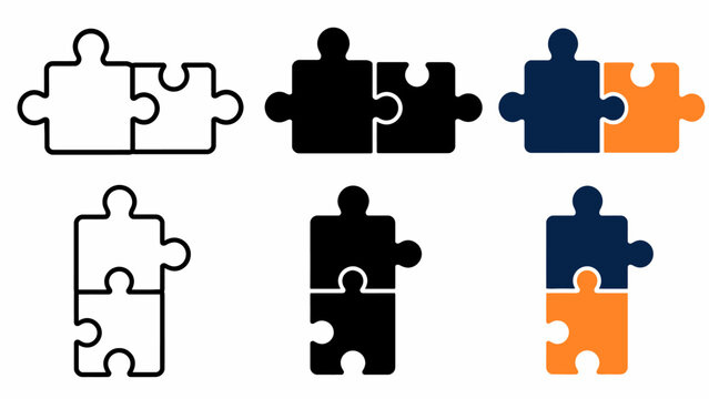 Diverse puzzle piece designs in various colors and styles