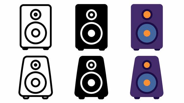 Black and colorful speaker icons set in various styles
