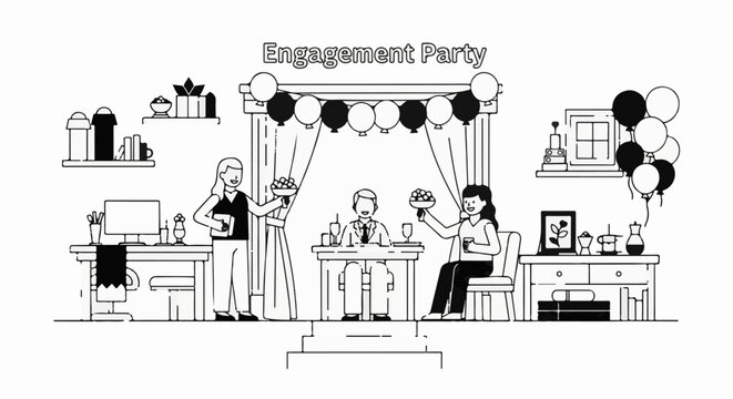Engagement Party Celebration with Friends.