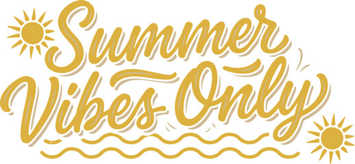 Summer vibes only typography design with sun icons © Gfx