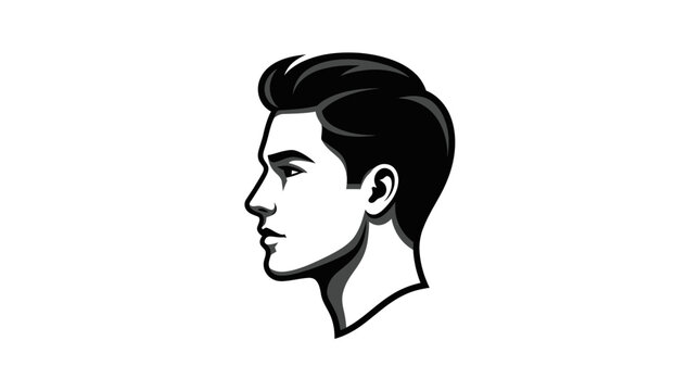 Handsome man profile with stylish modern pompadour haircut